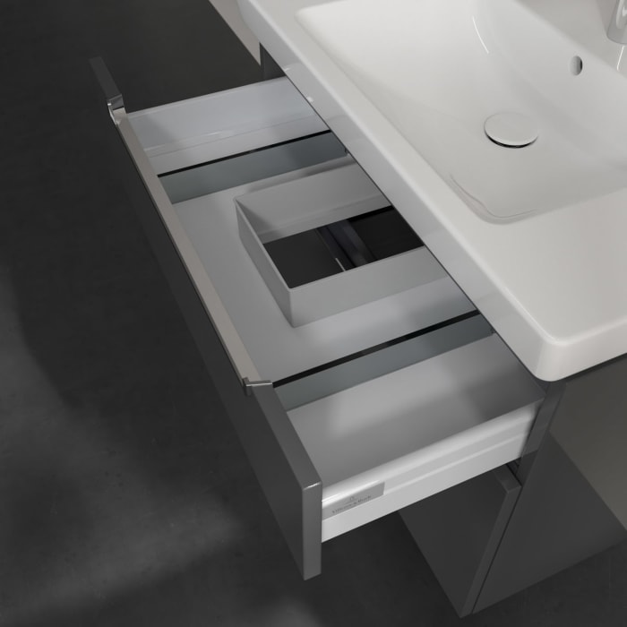 Villeroy & Boch Subway 2.0 Waschtischunterschrank XXL 78,7 cm, Griffe chromfarbig glänzend, 2 Auszüge