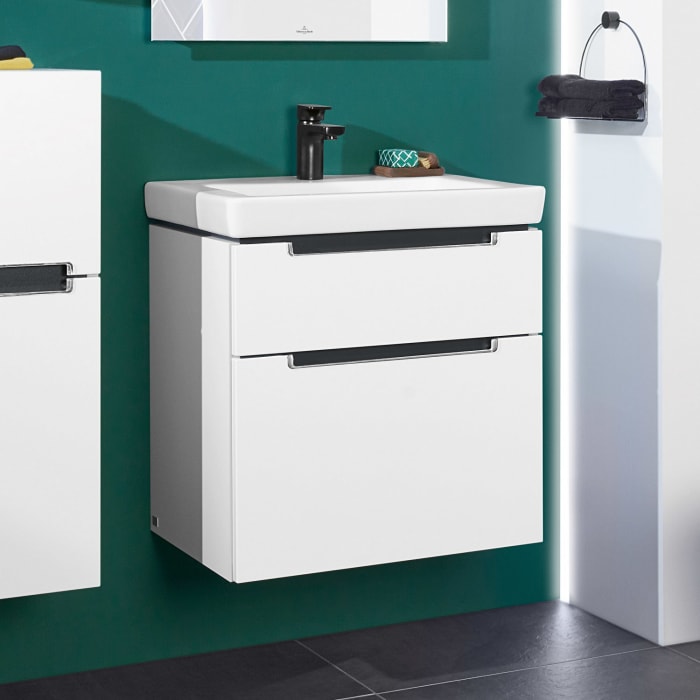 Villeroy & Boch Subway 2.0 Waschtischunterschrank XXL 58,7 cm, Griffe chromfarbig glänzend, 2 Auszüge