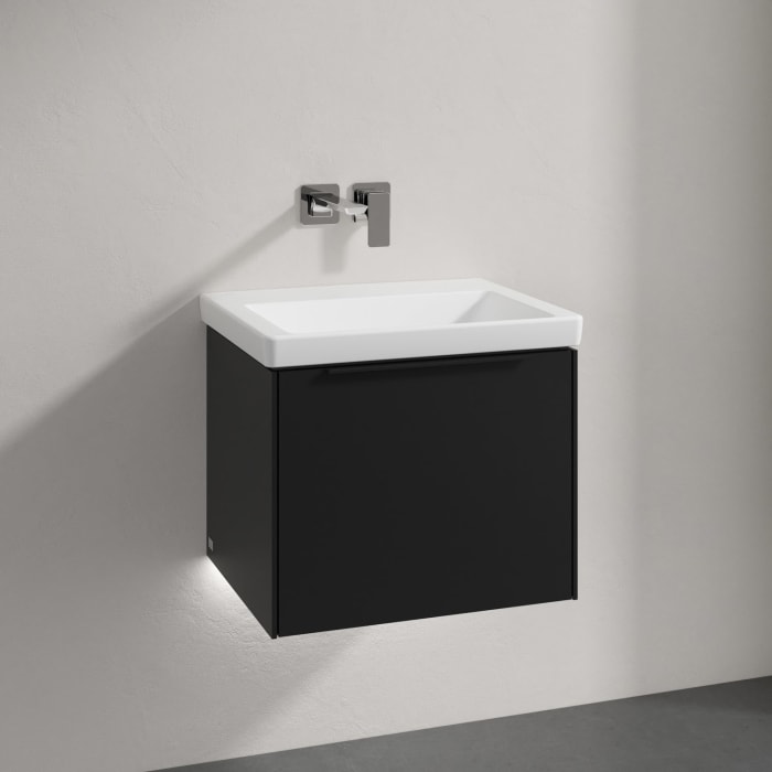 Villeroy & Boch Subway 3.0 Badmöbel-Set 55 cm mit Beleuchtung, Griff volcano black, 1 Auszug