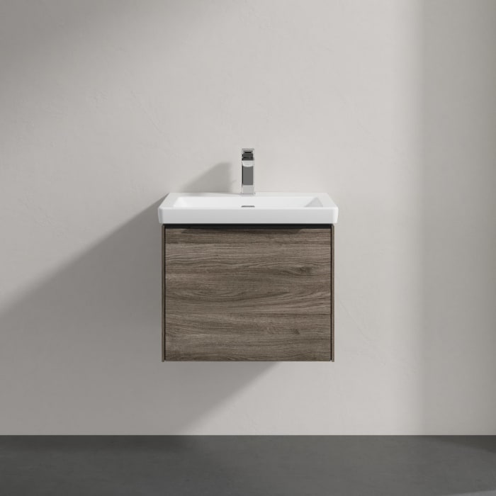 Villeroy & Boch Subway 3.0 Badmöbel-Set 55 cm mit Beleuchtung, Griff volcano black, 1 Auszug