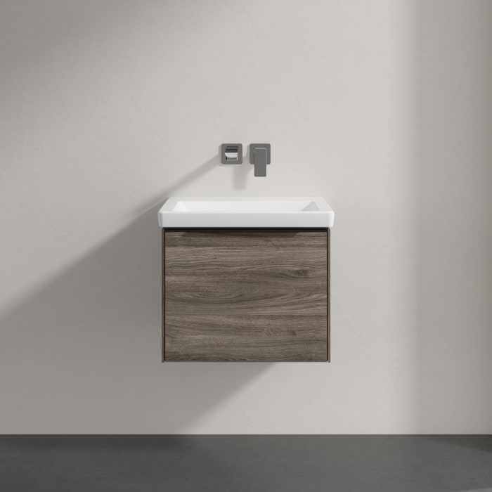 Villeroy & Boch Subway 3.0 Badmöbel-Set 55 cm mit Beleuchtung, Griff volcano black, 1 Auszug