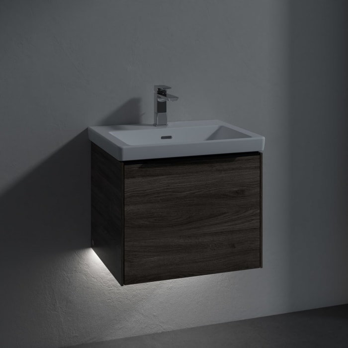 Villeroy & Boch Subway 3.0 Badmöbel-Set 55 cm mit Beleuchtung, Griff volcano black, 1 Auszug