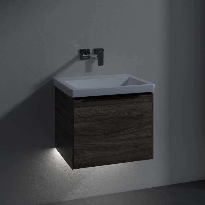 Villeroy & Boch Subway 3.0 Badmöbel-Set 55 cm mit Beleuchtung, Griff volcano black, 1 Auszug