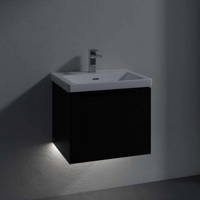 Villeroy & Boch Subway 3.0 Badmöbel-Set 55 cm mit Beleuchtung, Griff volcano black, 1 Auszug