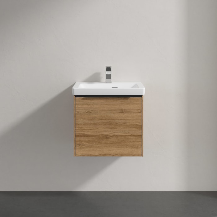 Villeroy & Boch Subway 3.0 Badmöbel-Set 50 cm mit Beleuchtung, Griff volcano black, 1 Auszug