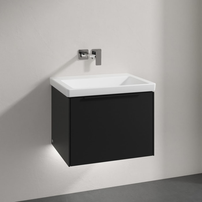 Villeroy & Boch Subway 3.0 Badmöbel-Set 60 cm mit Beleuchtung, Griff volcano black, 1 Auszug