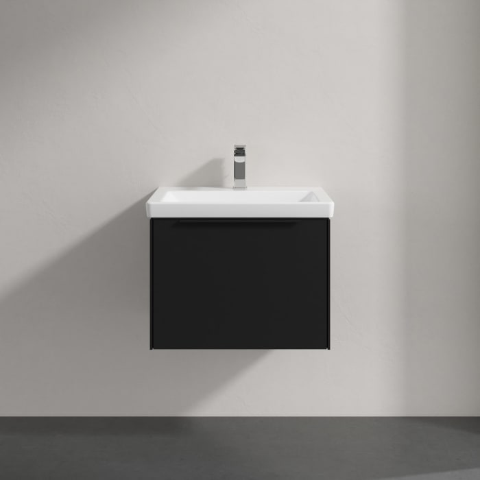 Villeroy & Boch Subway 3.0 Badmöbel-Set 60 cm mit Beleuchtung, Griff volcano black, 1 Auszug