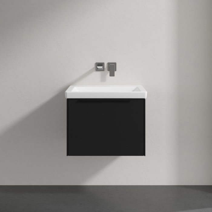 Villeroy & Boch Subway 3.0 Badmöbel-Set 60 cm mit Beleuchtung, Griff volcano black, 1 Auszug