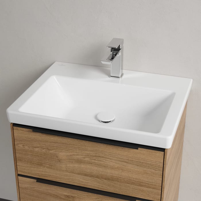 Villeroy & Boch Subway 3.0 Badmöbel-Set 60 cm mit Beleuchtung, Griff volcano black, 2 Auszüge