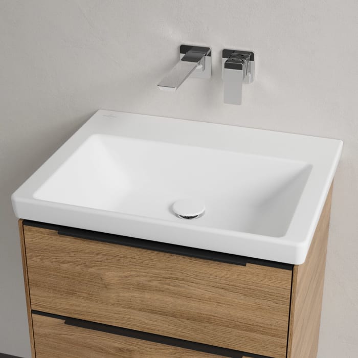 Villeroy & Boch Subway 3.0 Badmöbel-Set 60 cm mit Beleuchtung, Griff volcano black, 2 Auszüge