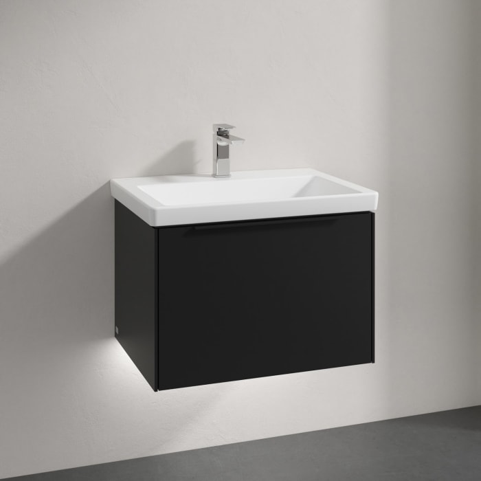 Villeroy & Boch Subway 3.0 Badmöbel-Set 65 cm mit Beleuchtung, Griff volcano black, 1 Auszug