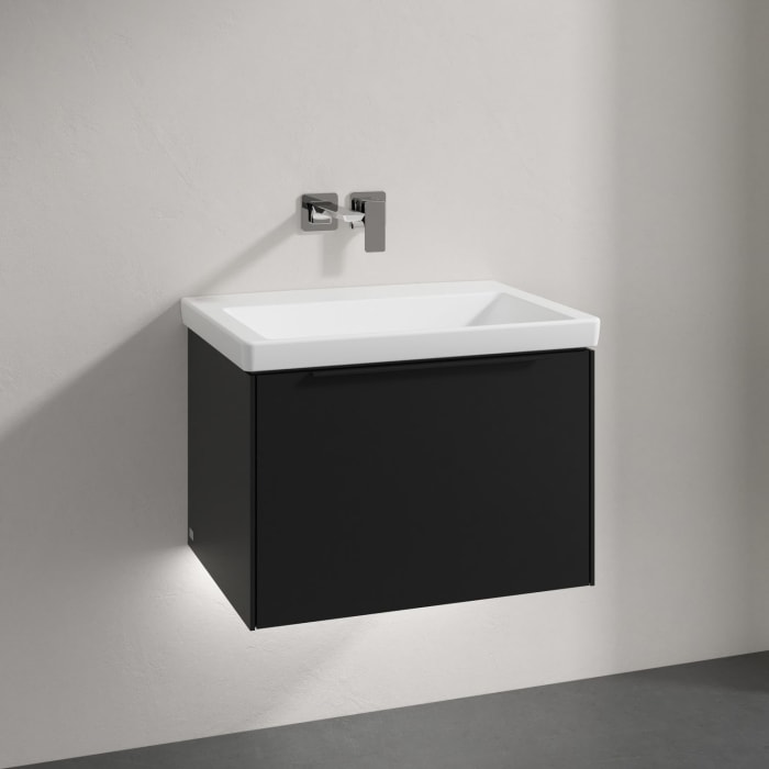 Villeroy & Boch Subway 3.0 Badmöbel-Set 65 cm mit Beleuchtung, Griff volcano black, 1 Auszug