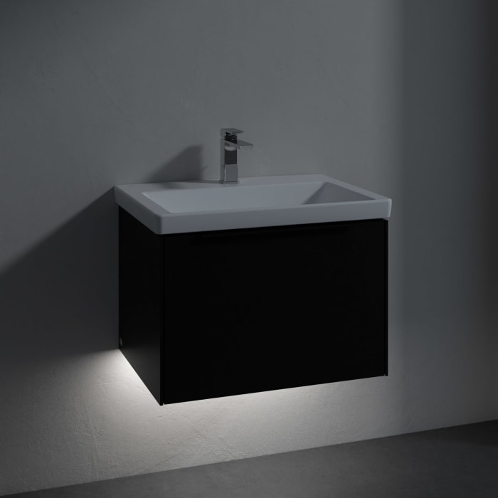 Villeroy & Boch Subway 3.0 Badmöbel-Set 65 cm mit Beleuchtung, Griff volcano black, 1 Auszug