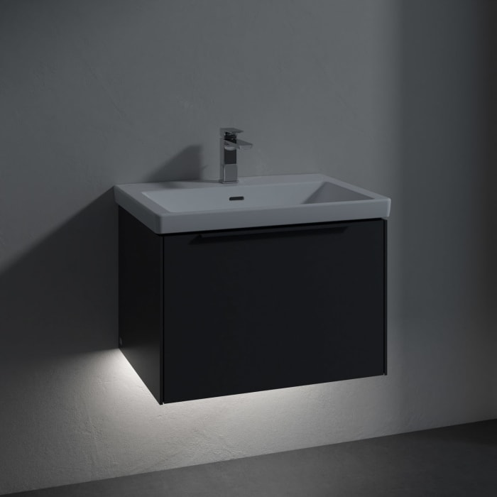Villeroy & Boch Subway 3.0 Badmöbel-Set 65 cm mit Beleuchtung, Griff in Möbelfarbe, 1 Auszug