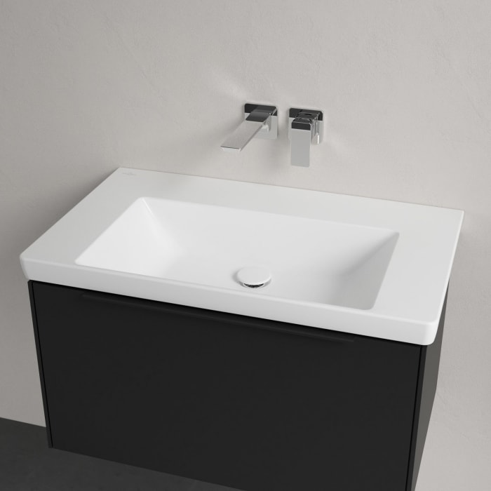 Villeroy & Boch Subway 3.0 Badmöbel-Set 80 cm mit Beleuchtung, Griff volcano black, 1 Auszug