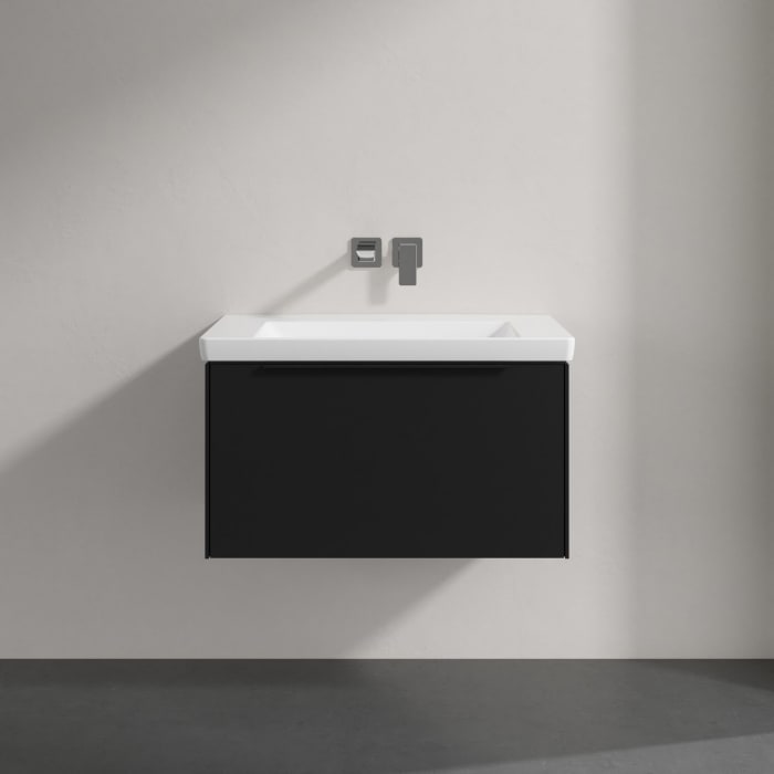 Villeroy & Boch Subway 3.0 Badmöbel-Set 80 cm mit Beleuchtung, Griff volcano black, 1 Auszug