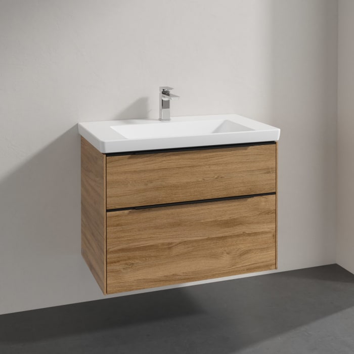 Villeroy & Boch Subway 3.0 Badmöbel-Set 80 cm, Griff volcano black, 2 Auszüge