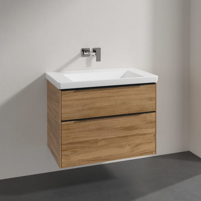 Villeroy & Boch Subway 3.0 Badmöbel-Set 80 cm, Griff volcano black, 2 Auszüge