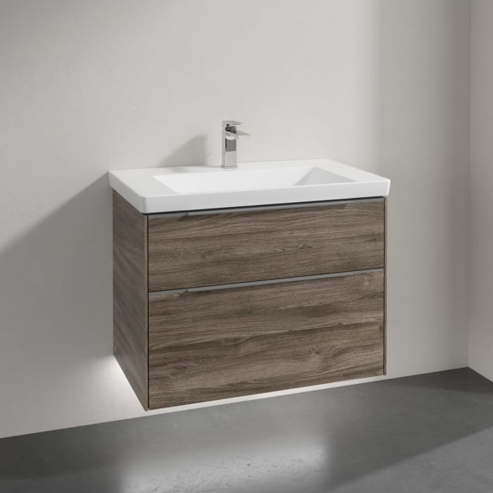 Villeroy & Boch Subway 3.0 Badmöbel-Set 80 cm mit Beleuchtung, 2 Auszüge