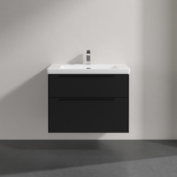 Villeroy & Boch Subway 3.0 Badmöbel-Set 80 cm, Griff volcano black, 2 Auszüge