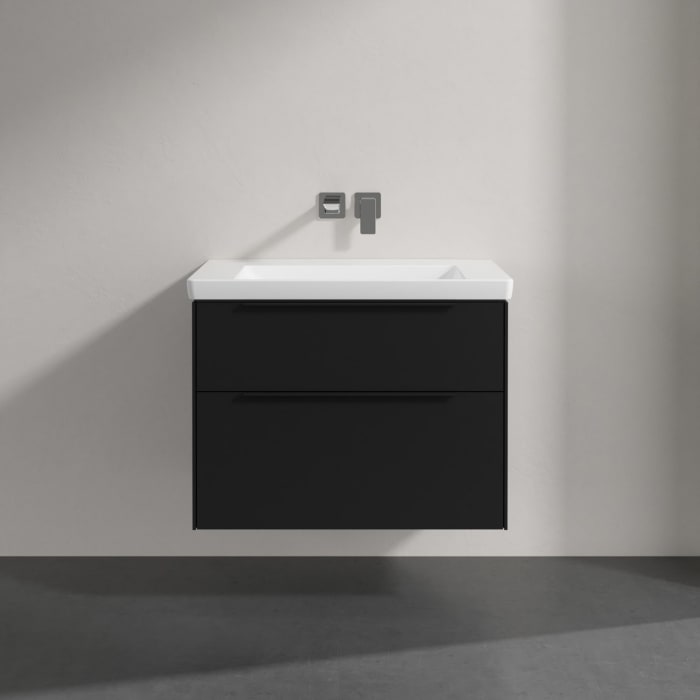 Villeroy & Boch Subway 3.0 Badmöbel-Set 80 cm, Griff volcano black, 2 Auszüge