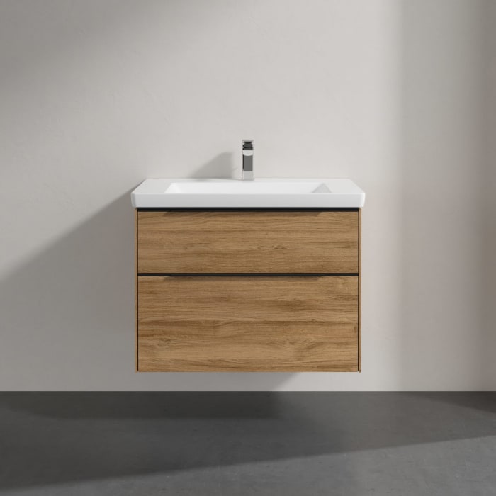 Villeroy & Boch Subway 3.0 Badmöbel-Set 80 cm mit Beleuchtung, Griff volcano black, 2 Auszüge