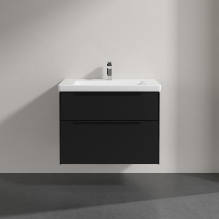 Villeroy & Boch Subway 3.0 Badmöbel-Set 80 cm mit Beleuchtung, Griff volcano black, 2 Auszüge