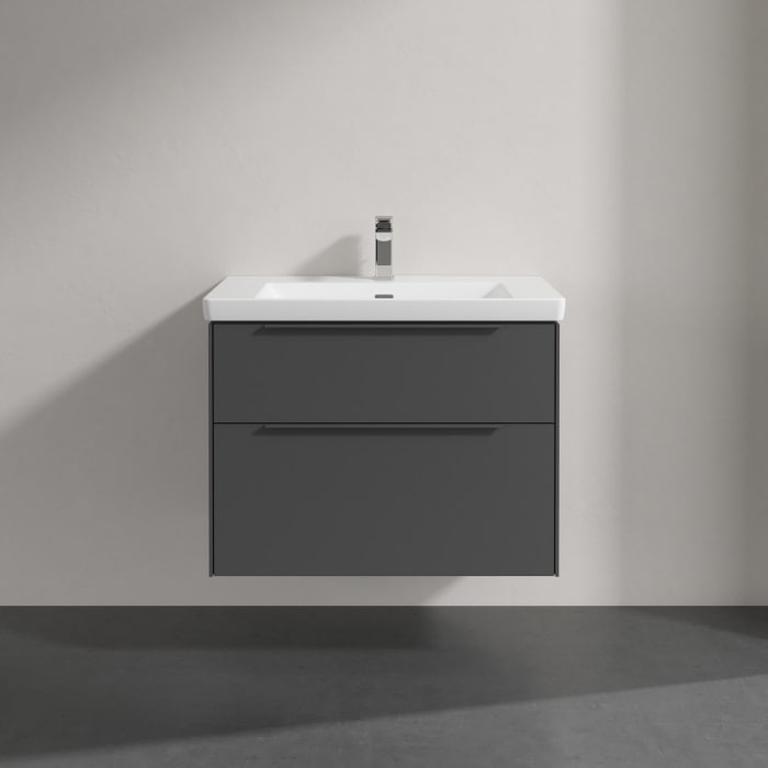 Villeroy & Boch Subway 3.0 Badmöbel-Set 80 cm mit Beleuchtung, Griff in Möbelfarbe, 2 Auszüge