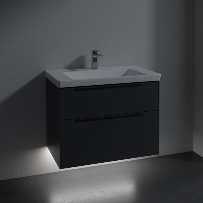 Villeroy & Boch Subway 3.0 Badmöbel-Set 80 cm mit Beleuchtung, Griff in Möbelfarbe, 2 Auszüge