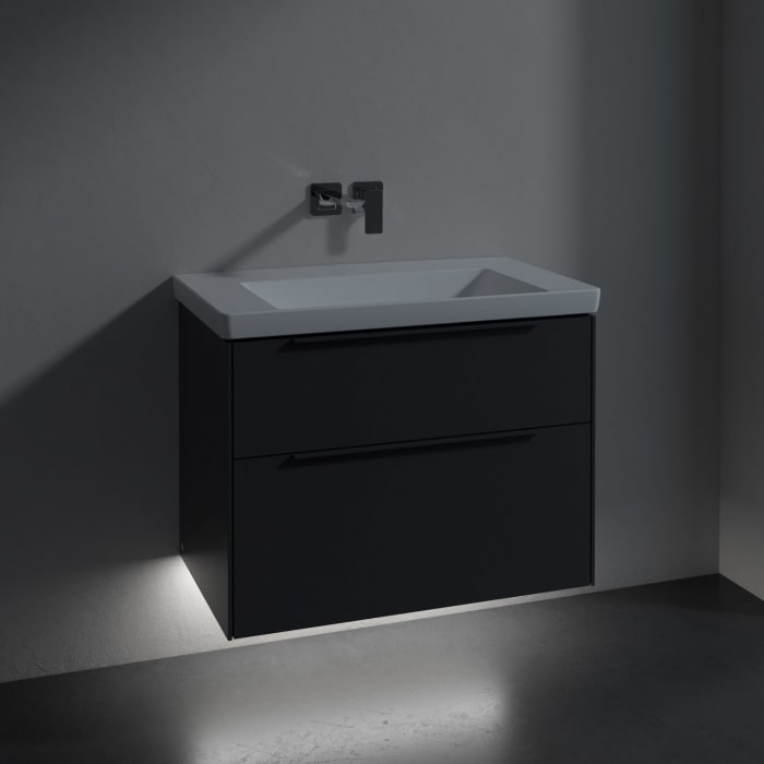 Villeroy & Boch Subway 3.0 Badmöbel-Set 80 cm mit Beleuchtung, Griff in Möbelfarbe, 2 Auszüge