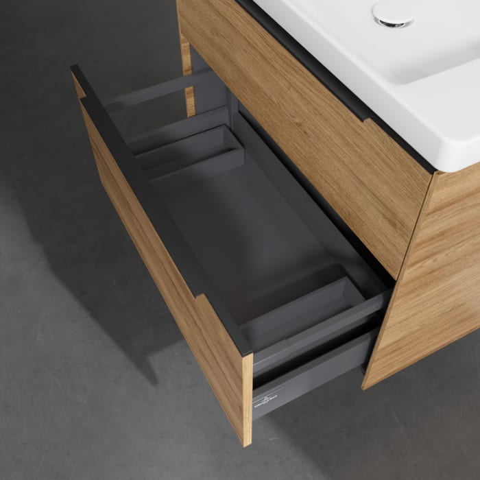 Villeroy & Boch Subway 3.0 Badmöbel-Set 80 cm, Griff volcano black, 2 Auszüge