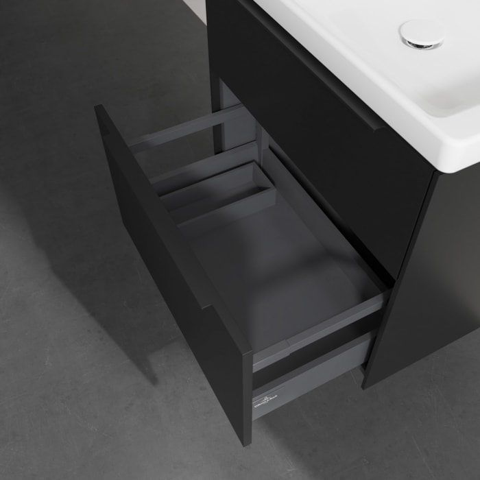 Villeroy & Boch Subway 3.0 Badmöbel-Set 65 cm, Griff volcano black, 2 Auszüge