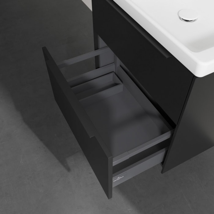 Villeroy & Boch Subway 3.0 Badmöbel-Set 65 cm, Griff volcano black, 2 Auszüge