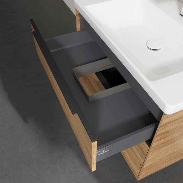 Villeroy & Boch Subway 3.0 Badmöbel-Set 80 cm, Griff volcano black, 2 Auszüge