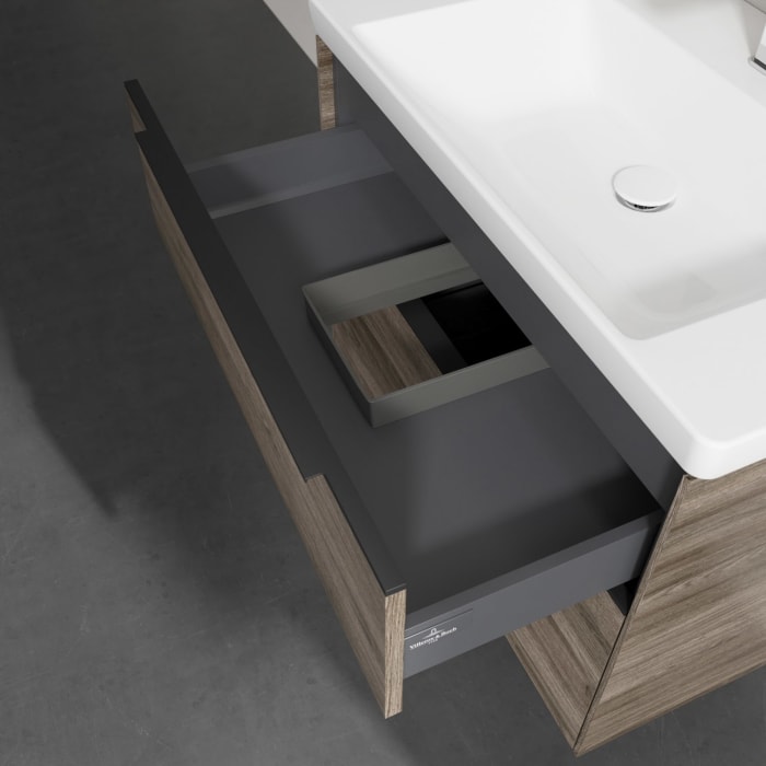 Villeroy & Boch Subway 3.0 Badmöbel-Set 80 cm, Griff volcano black, 2 Auszüge