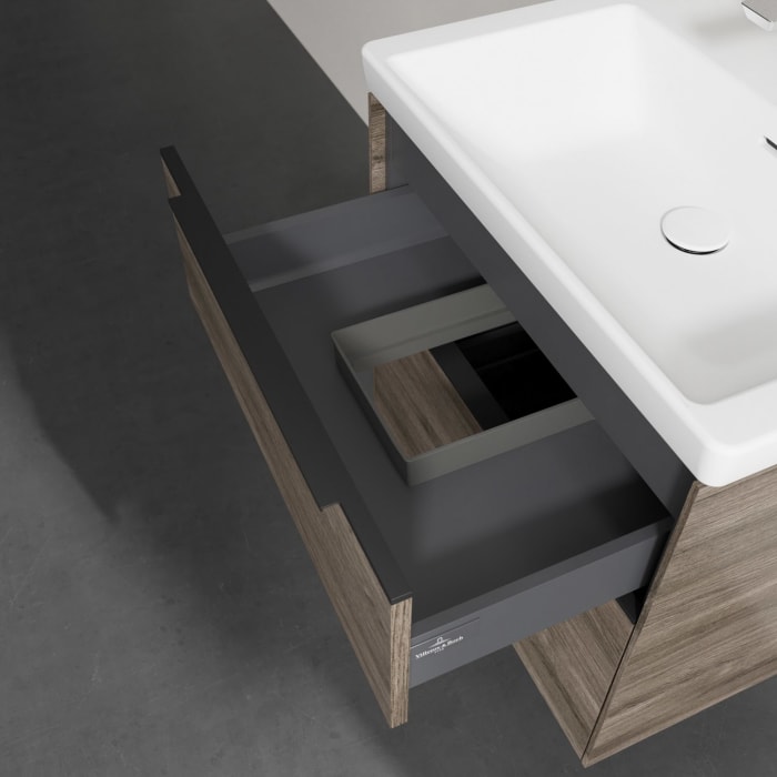 Villeroy & Boch Subway 3.0 Badmöbel-Set 65 cm, Griff volcano black, 2 Auszüge