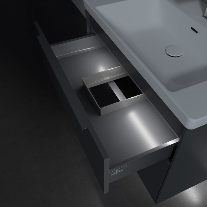 Villeroy & Boch Subway 3.0 Badmöbel-Set 80 cm mit Beleuchtung, Griff in Möbelfarbe, 2 Auszüge