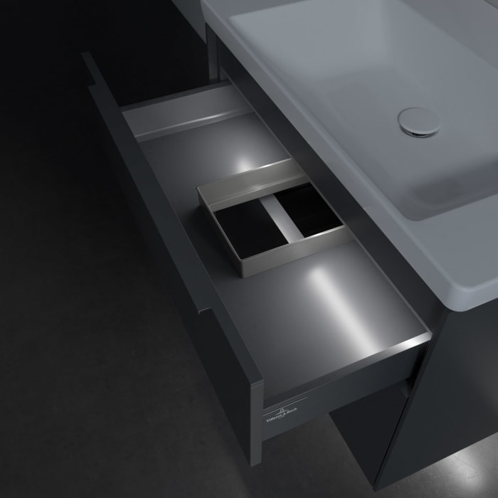 Villeroy & Boch Subway 3.0 Badmöbel-Set 80 cm mit Beleuchtung, Griff in Möbelfarbe, 2 Auszüge