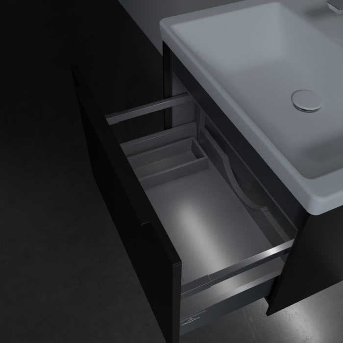 Villeroy & Boch Subway 3.0 Badmöbel-Set 65 cm mit Beleuchtung, Griff volcano black, 1 Auszug