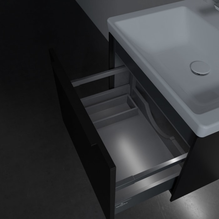 Villeroy & Boch Subway 3.0 Badmöbel-Set 60 cm mit Beleuchtung, Griff volcano black, 1 Auszug