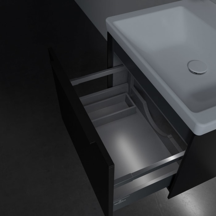Villeroy & Boch Subway 3.0 Badmöbel-Set 60 cm mit Beleuchtung, Griff volcano black, 1 Auszug