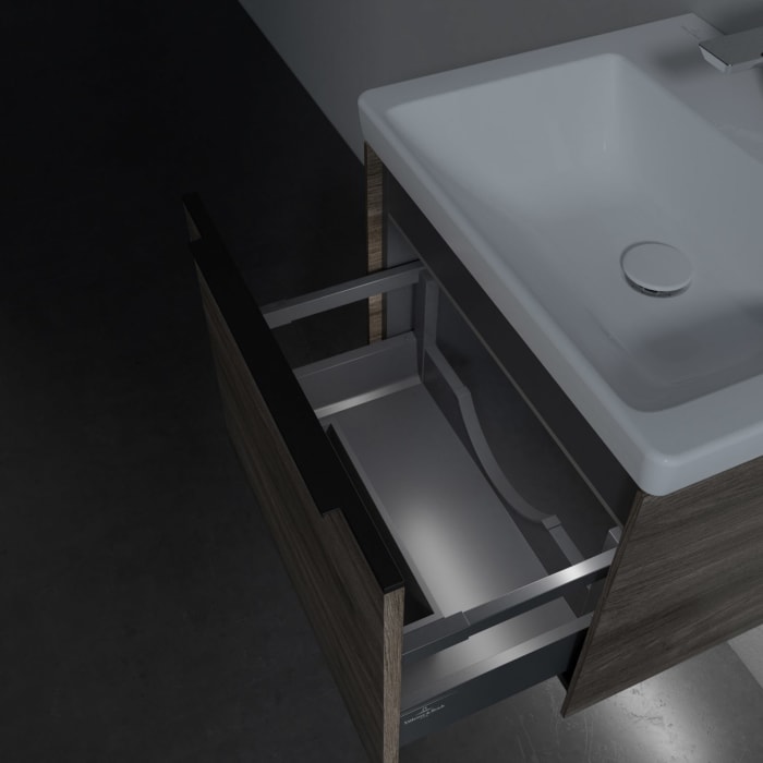 Villeroy & Boch Subway 3.0 Badmöbel-Set 55 cm mit Beleuchtung, Griff volcano black, 1 Auszug