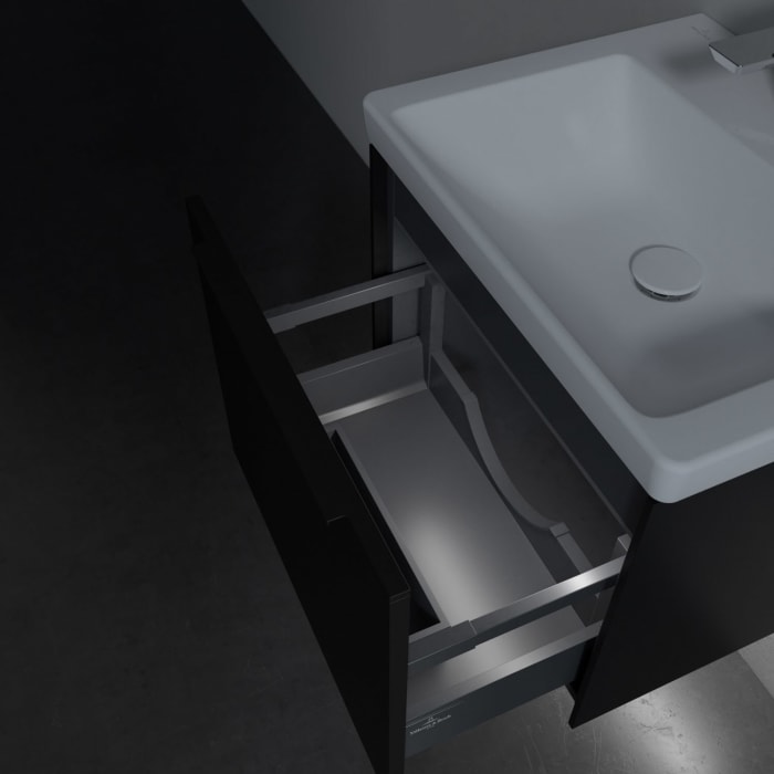 Villeroy & Boch Subway 3.0 Badmöbel-Set 55 cm mit Beleuchtung, Griff volcano black, 1 Auszug