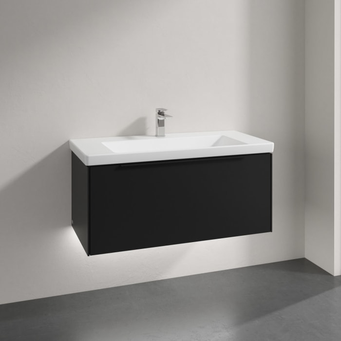 Villeroy & Boch Subway 3.0 Badmöbel-Set 100 cm mit Beleuchtung, Griff volcano black, 1 Auszug
