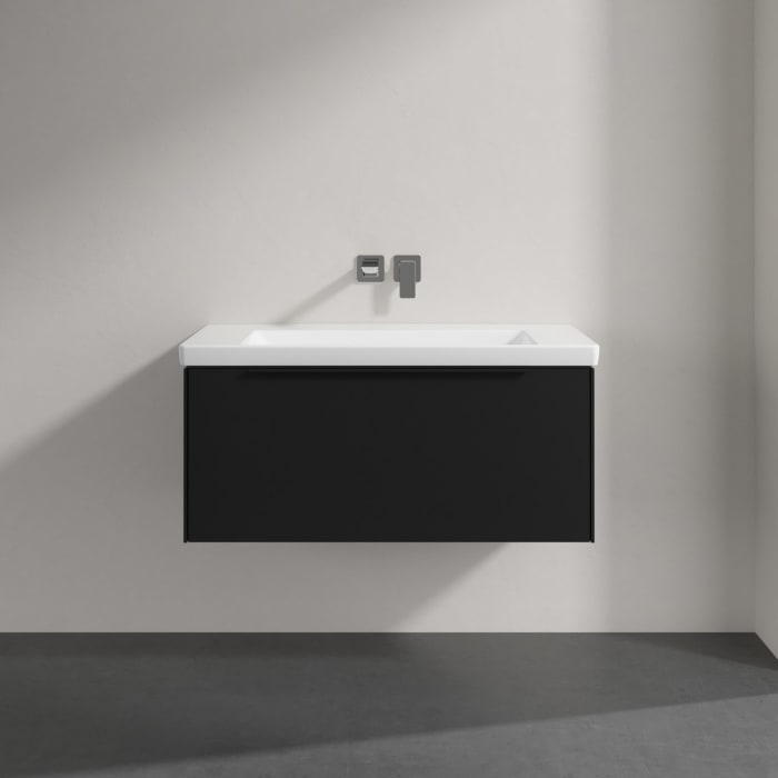 Villeroy & Boch Subway 3.0 Badmöbel-Set 100 cm mit Beleuchtung, Griff volcano black, 1 Auszug