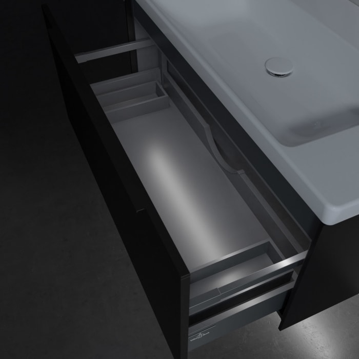 Villeroy & Boch Subway 3.0 Badmöbel-Set 100 cm mit Beleuchtung, Griff volcano black, 1 Auszug