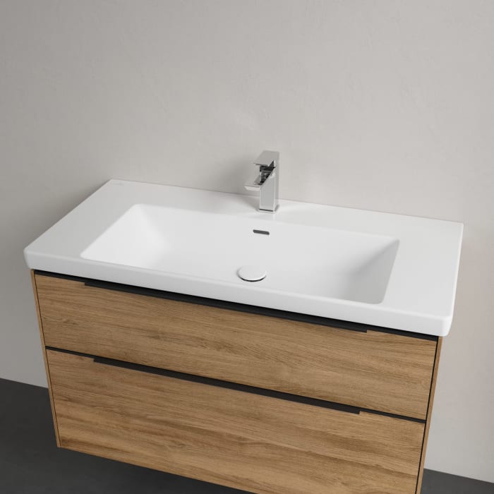 Villeroy & Boch Subway 3.0 Badmöbel-Set 100 cm, Griff volcano black, 2 Auszüge