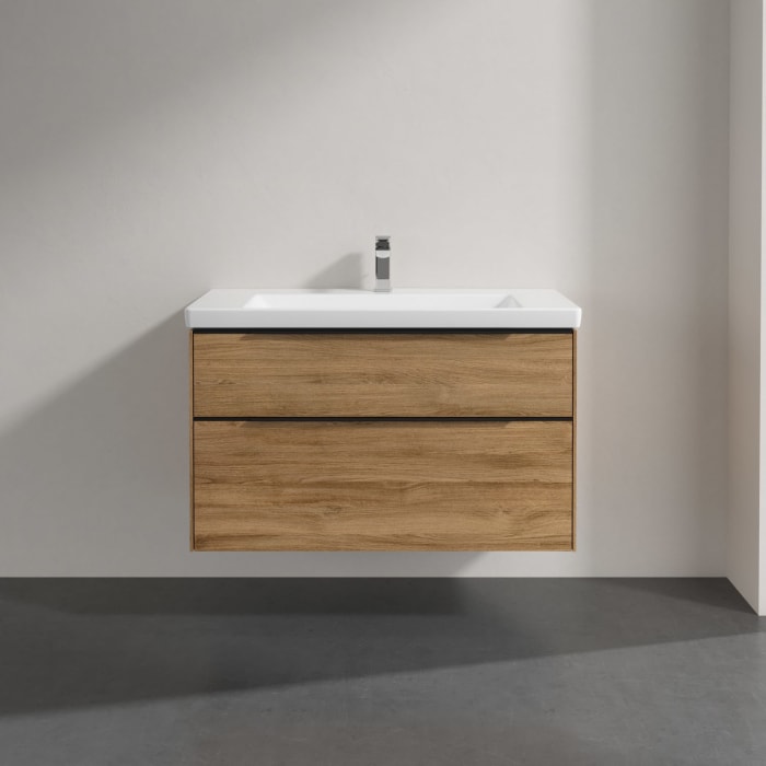 Villeroy & Boch Subway 3.0 Badmöbel-Set 100 cm, Griff volcano black, 2 Auszüge