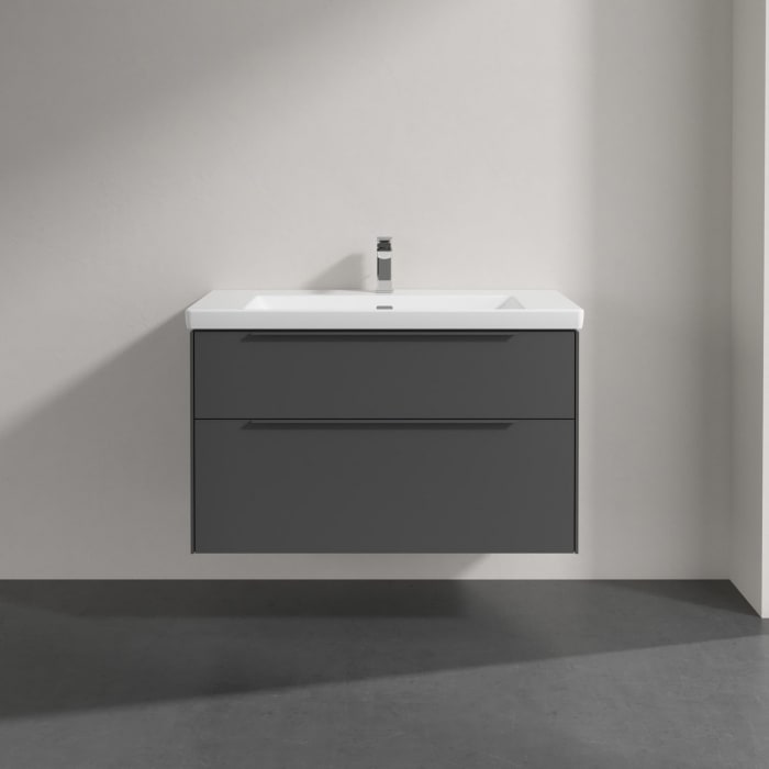 Villeroy & Boch Subway 3.0 Badmöbel-Set 100 cm, Griff in Möbelfarbe, 2 Auszüge