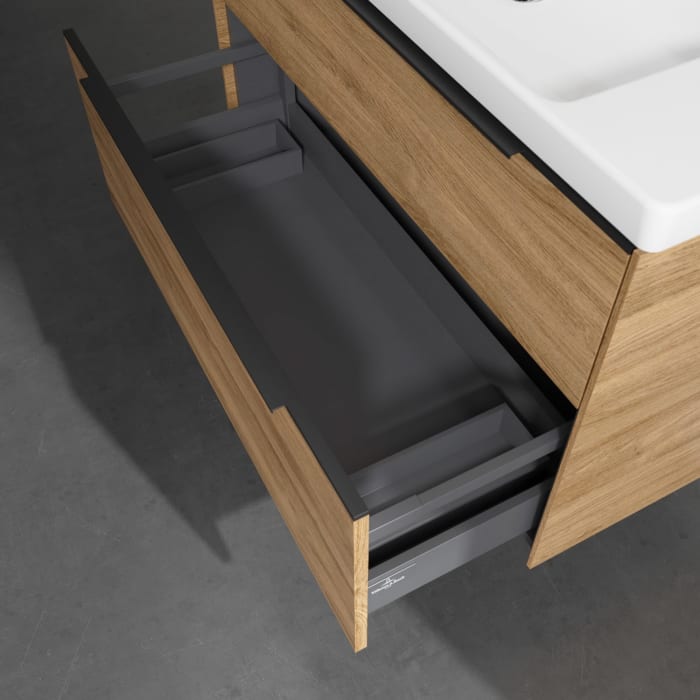 Villeroy & Boch Subway 3.0 Badmöbel-Set 100 cm, Griff volcano black, 2 Auszüge